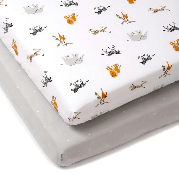 RetailSync:10742 Clair De Lune Cot bed Fitted Sheets 2pk 70x140cm