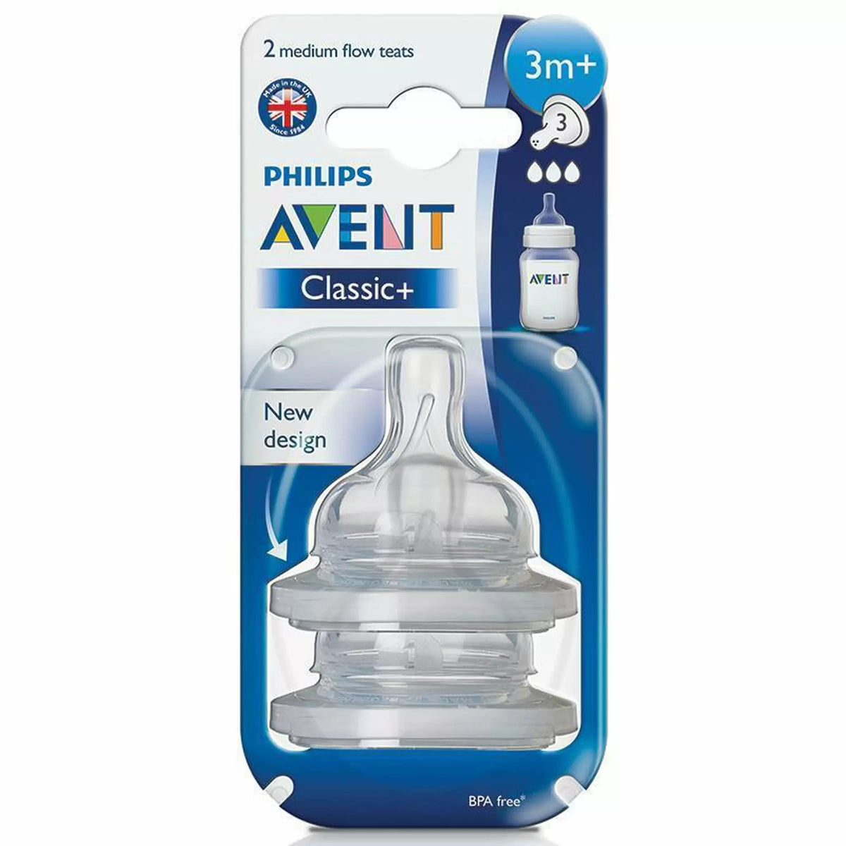 RetailSync:8380 Avent Teat Classic :3m+ Medium Flow 3 Drops
