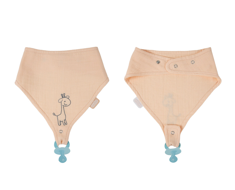 RetailSync:11008 BabyJem Muslin Bib w/Pacifier Hanger