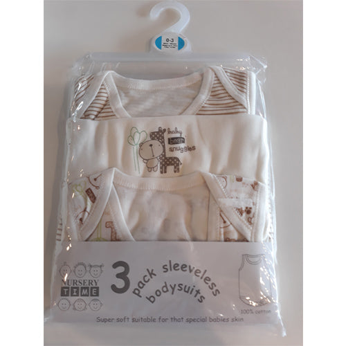 RetailSync:11111 Nursery Time 3pk Short Sleeve Body Suits 6/9m