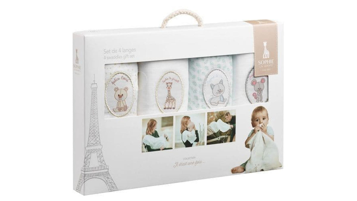 RetailSync:11559 Sophie La Girafe Once Upon A Time Collection Set Of 4 Muslin Cloths