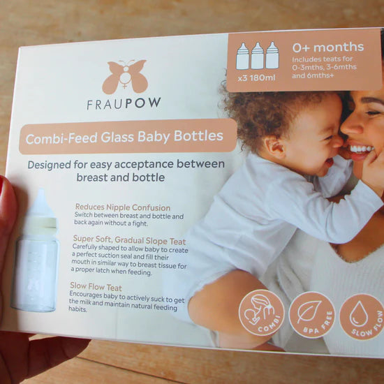 Fraupow Glass Combi-Feed Bottles 180ml 3pk