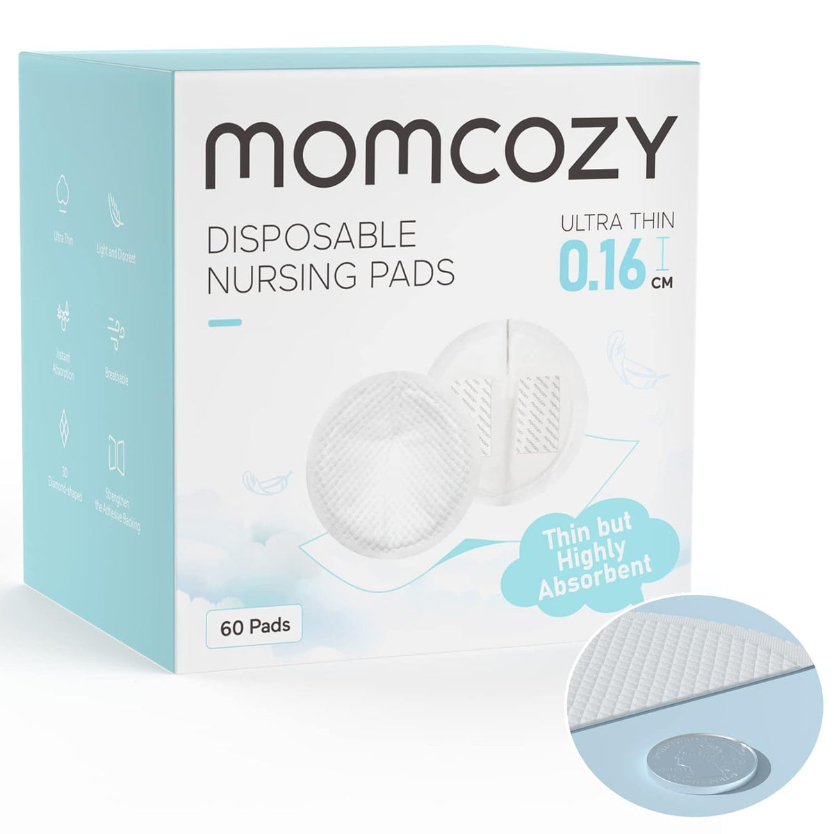 RetailSync:12472 MomCozy Ultra Thin Disposable Nursing Pads x60