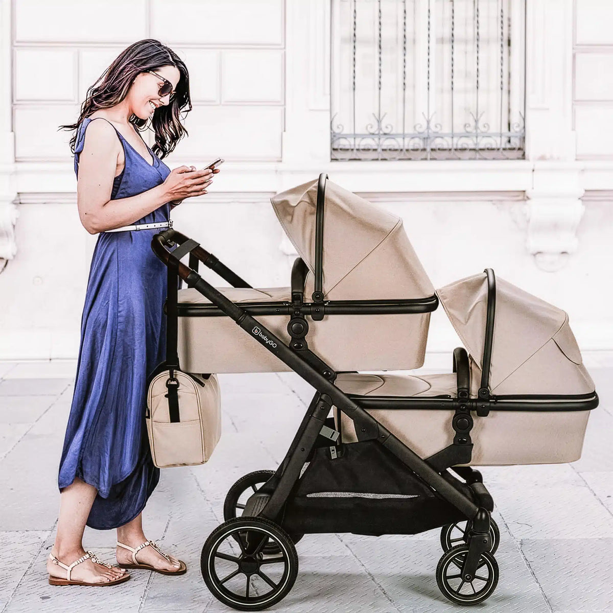 RetailSync:12876 BabyGo DUO Twin Stroller - Seats & Bassinets inc. Adapters