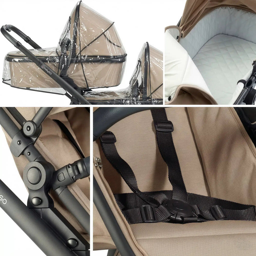 RetailSync:12878 BabyGo DUO Twin Stroller - Seats & Bassinets inc. Adapters