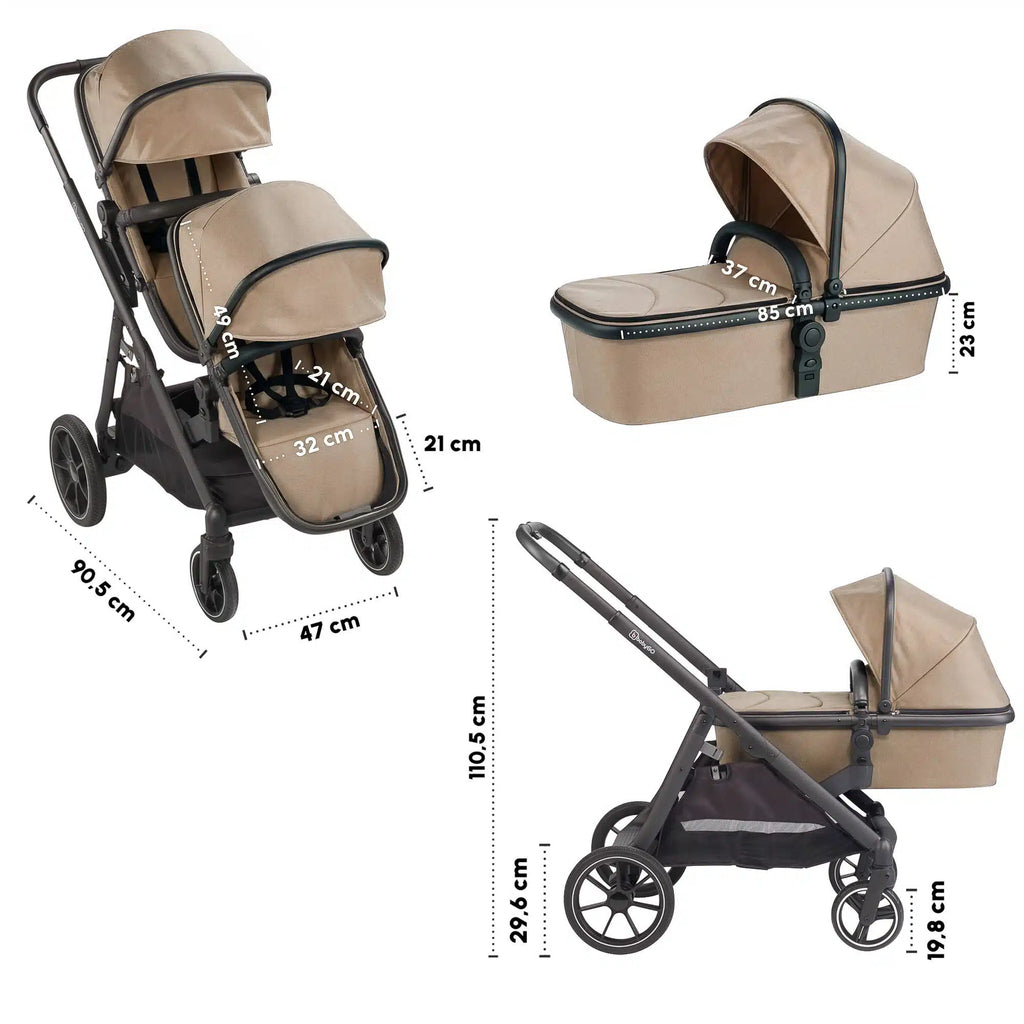 RetailSync:12880 BabyGo DUO Twin Stroller - Seats & Bassinets inc. Adapters