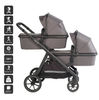 RetailSync:12882 BabyGo DUO Twin Stroller - Seats & Bassinets inc. Adapters