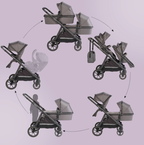 RetailSync:12885 BabyGo DUO Twin Stroller - Seats & Bassinets inc. Adapters
