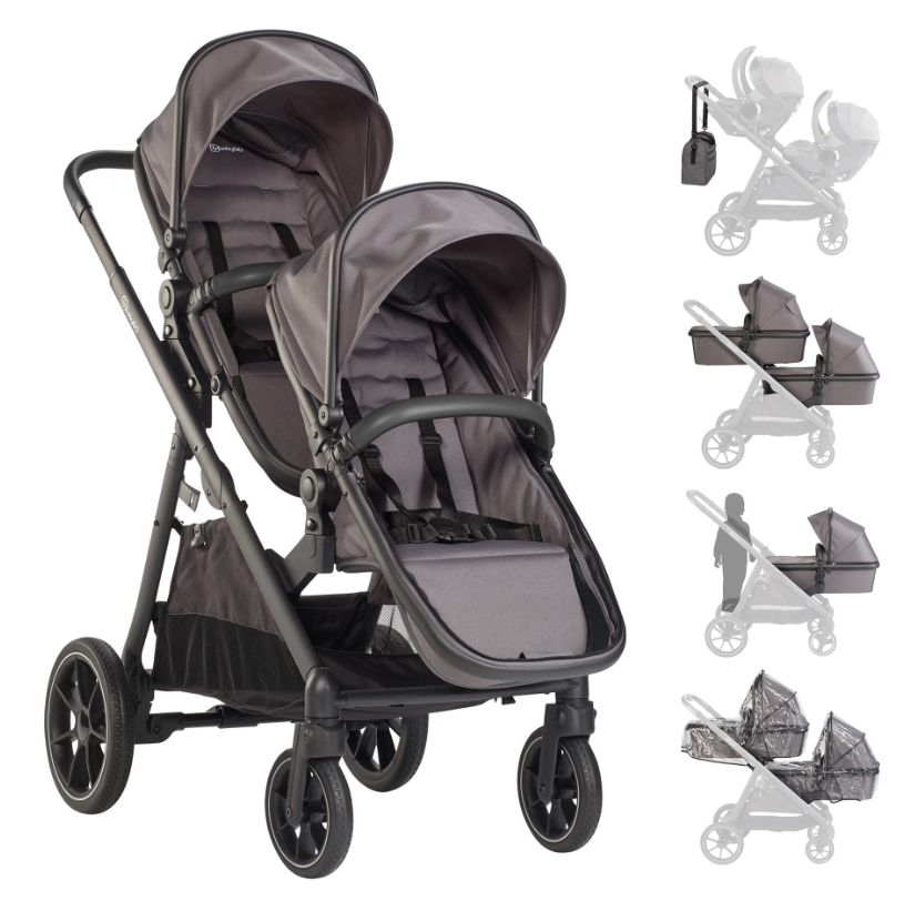 RetailSync:12887 BabyGo DUO Twin Stroller - Seats & Bassinets inc. Adapters