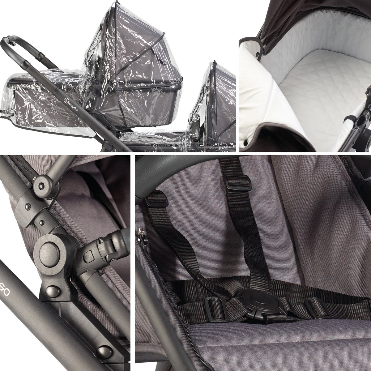 RetailSync:12890 BabyGo DUO Twin Stroller - Seats & Bassinets inc. Adapters