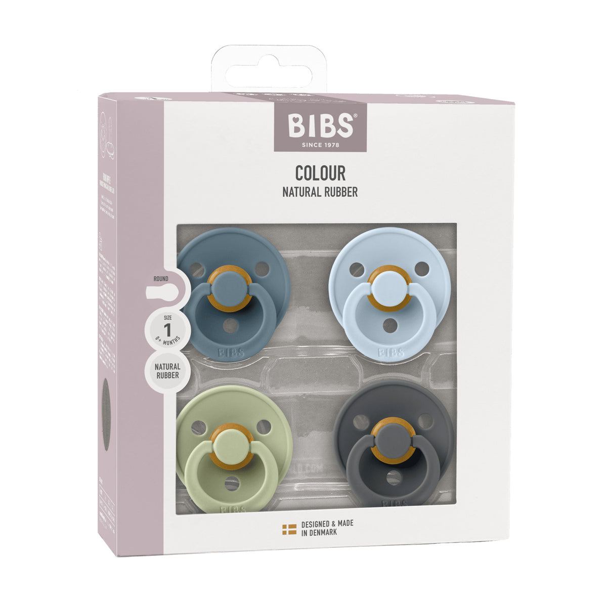 RetailSync:12921 Bibs Soother Colours 4pk Latex Size 1