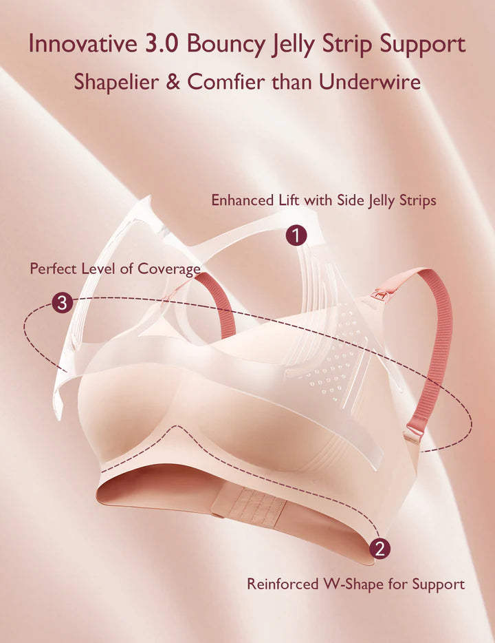 RetailSync:13012 MomCozy Stylish V Jelly Strip Lift Nursing Bra Oyster Pink