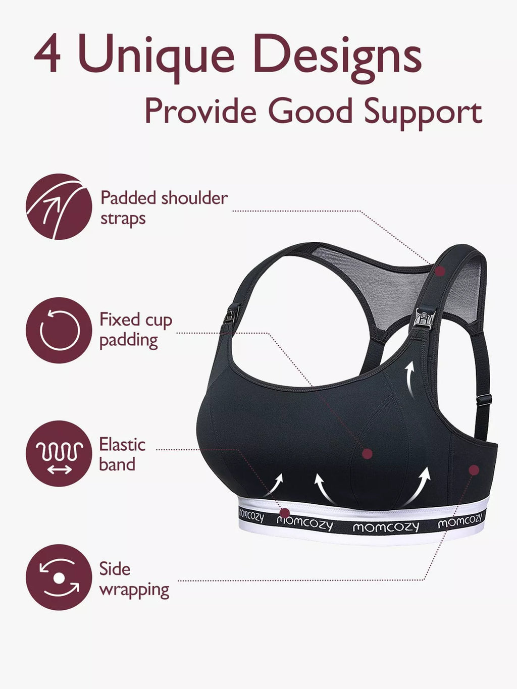 RetailSync:13400 MomCozy Low Impact Sports Nursing Bra Black