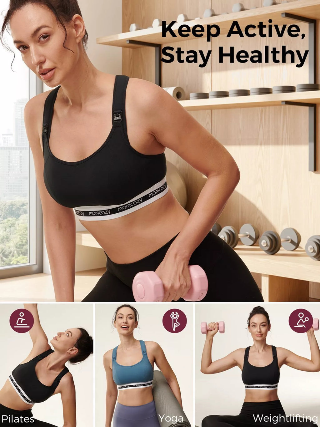 RetailSync:13405 MomCozy Low Impact Sports Nursing Bra Black
