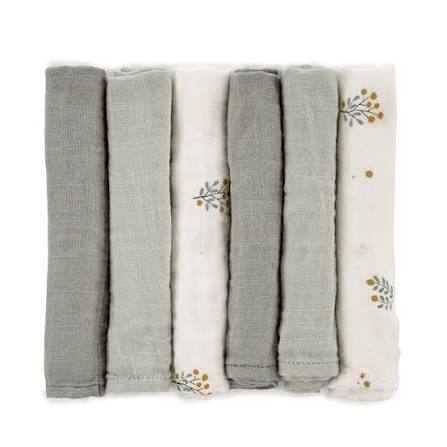 RetailSync:13549 Jane Bamboo Muslin Squares 35x35cm 6pk