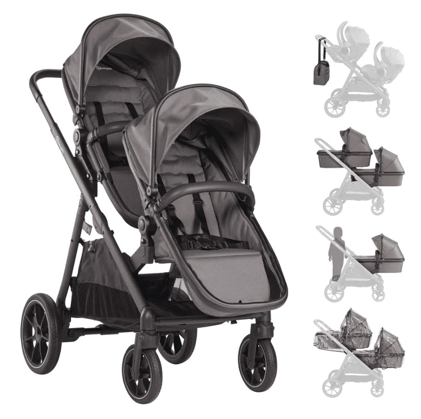 RetailSync:13755 BabyGo DUO Twin Stroller -Seats & Bassinets inc. Adapters