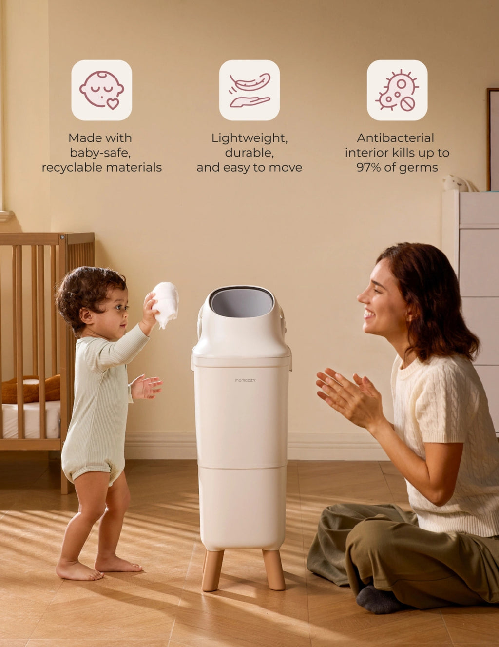RetailSync:14374 MomCozy Triple Seal Nappy Bin