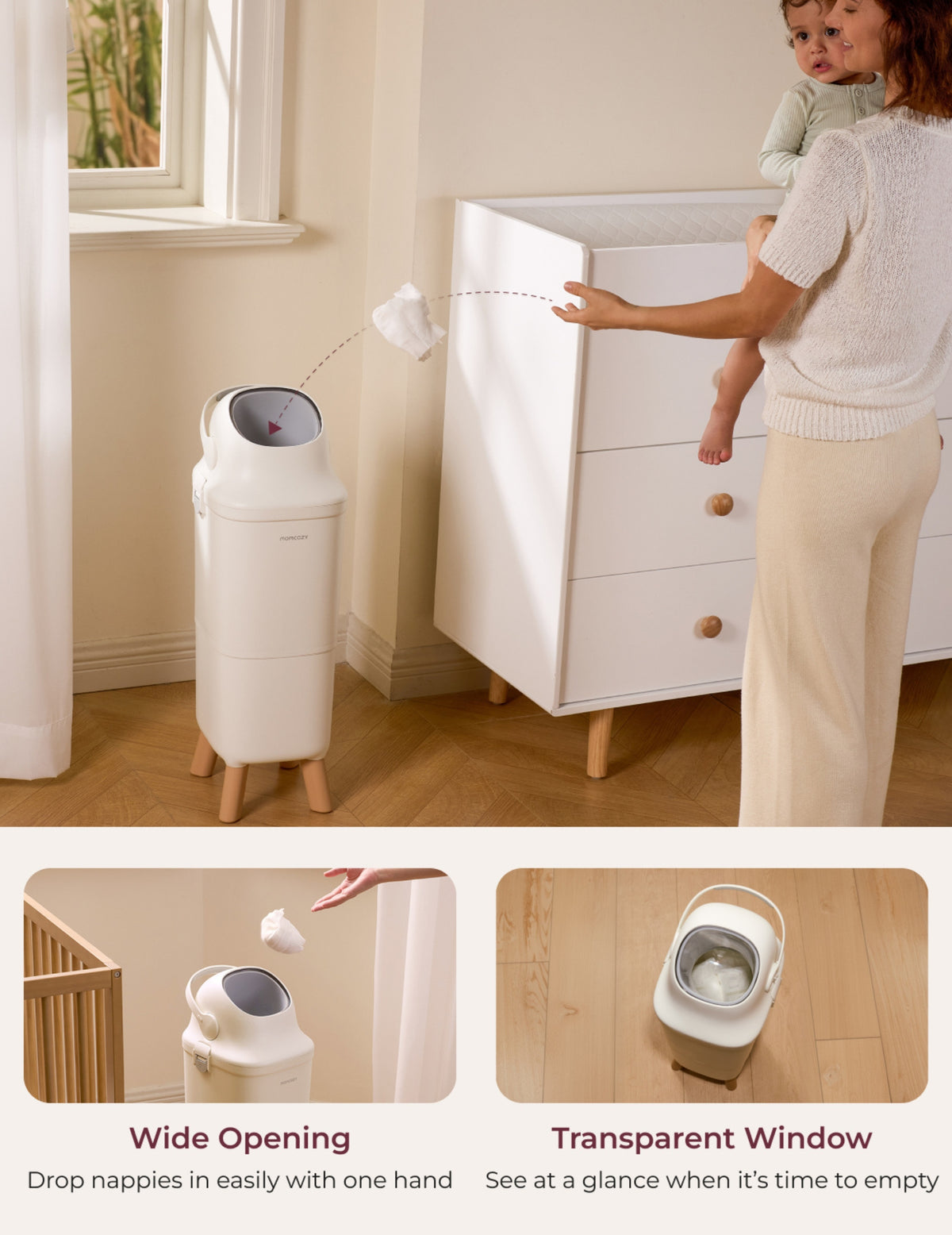 RetailSync:14375 MomCozy Triple Seal Nappy Bin