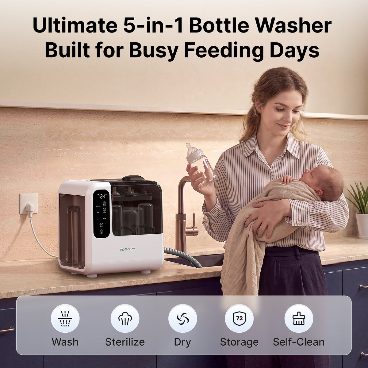 RetailSync:14429 MomCozy Deep Klean Baby Bottle Washer BW05