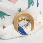 RetailSync:9385 BabyJem Muslin Bib w/Wooden Teether