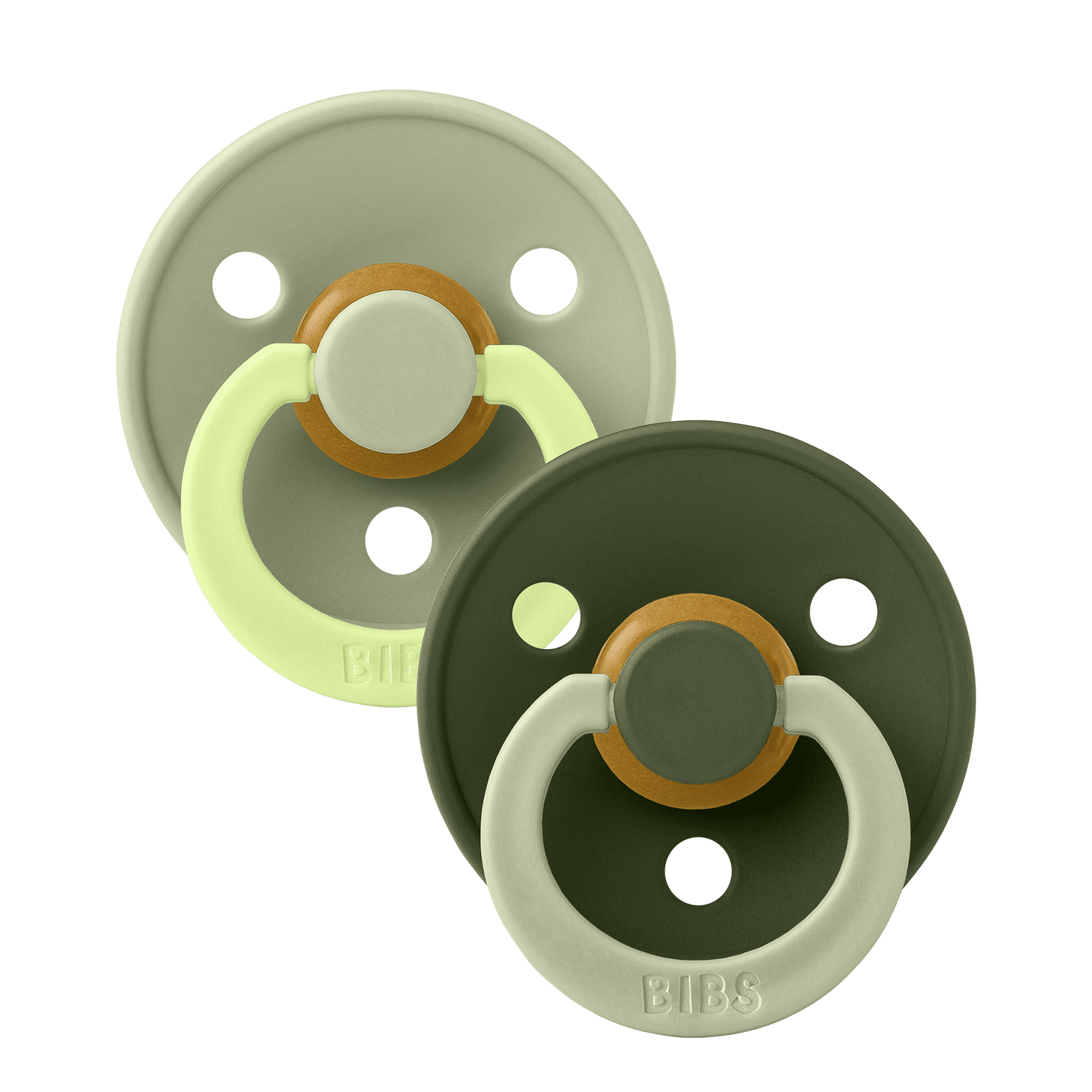 Bibs Colours Soother- Natural Rubber- 2 Pack- Size 2- Sage Hunter Green Mix