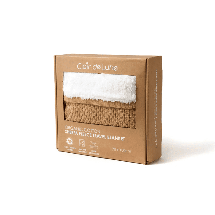 Clair De Lune Organic Knit Sherpa Blanket – Biscuit