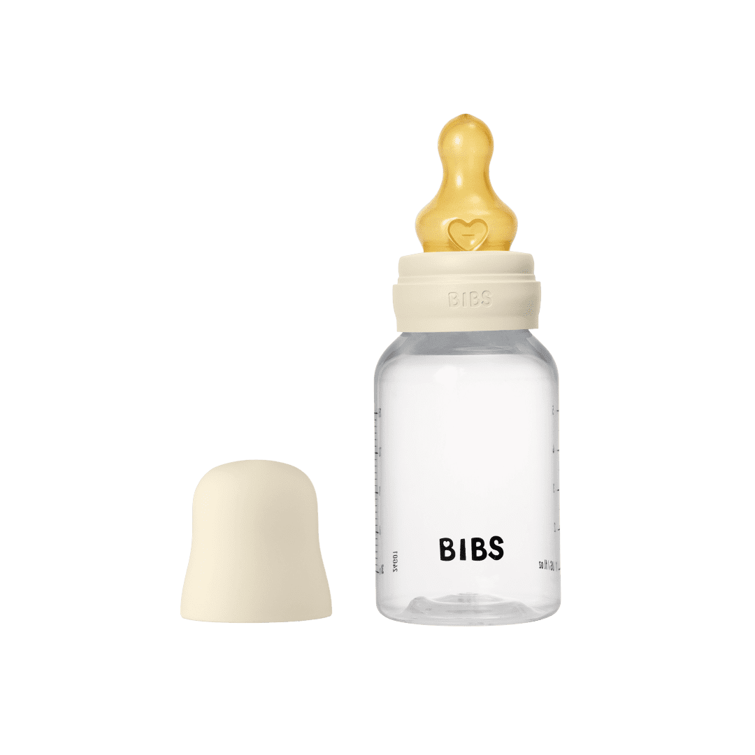Bibs Baby Glass Bottle Round Latex 1 pk 150ml Slow flow – Ivory