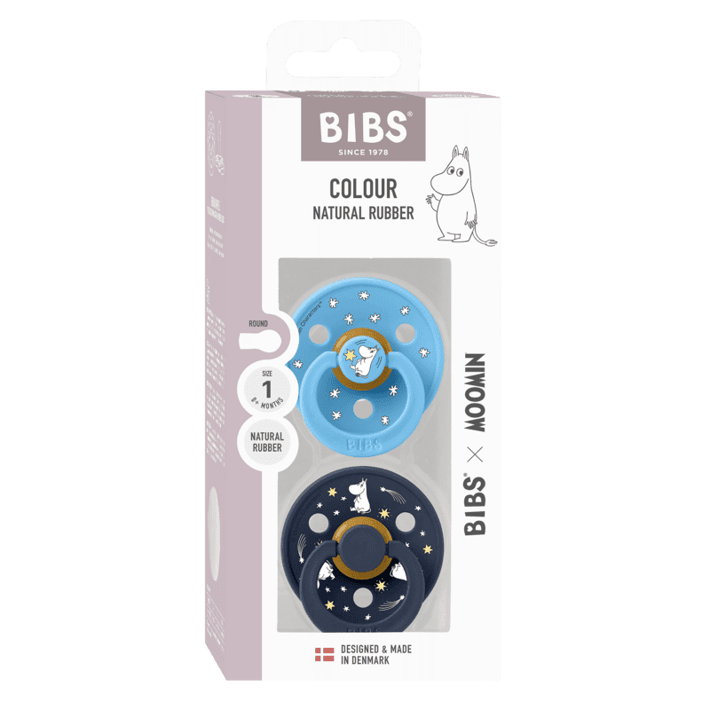 Bibs Colours Soother – Natural Rubber – 2 pack – Size 1 – X Moomin Breeze