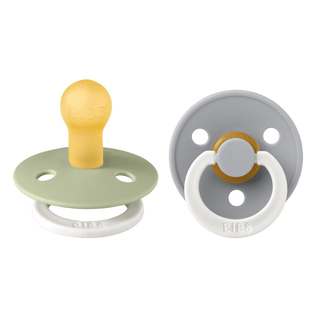 Bibs Colours Soother – Natural Rubber – 2 pack – Size 1 – Sage & Cloud -Night