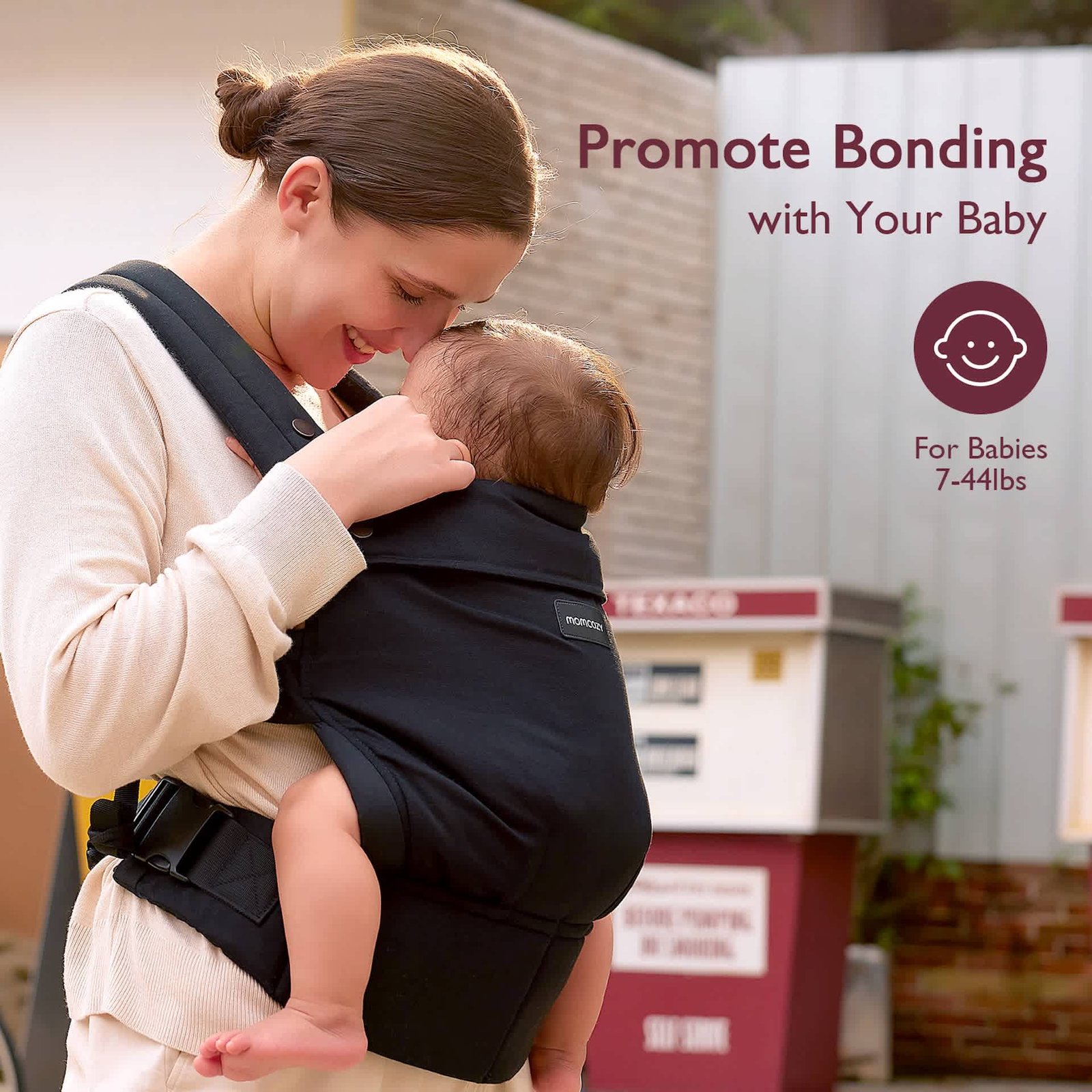 MomCozy Baby Carrier 3m+ Cotton – Black