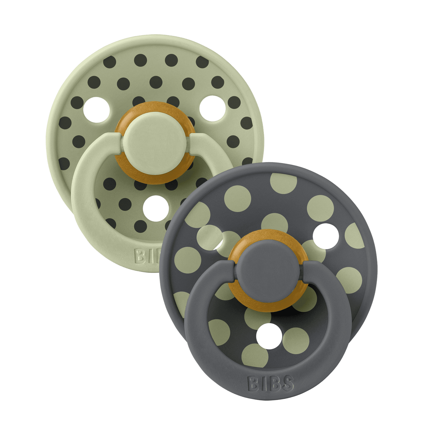 Bibs Studio Colour 2 pack Polka Latex Size 2 Sage/Iron