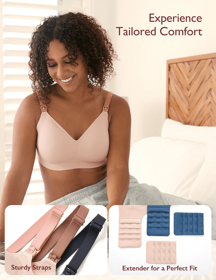 MomCozy Stylish – V Jelly Strip Lift Nursing Bra – Oyster Pink – L