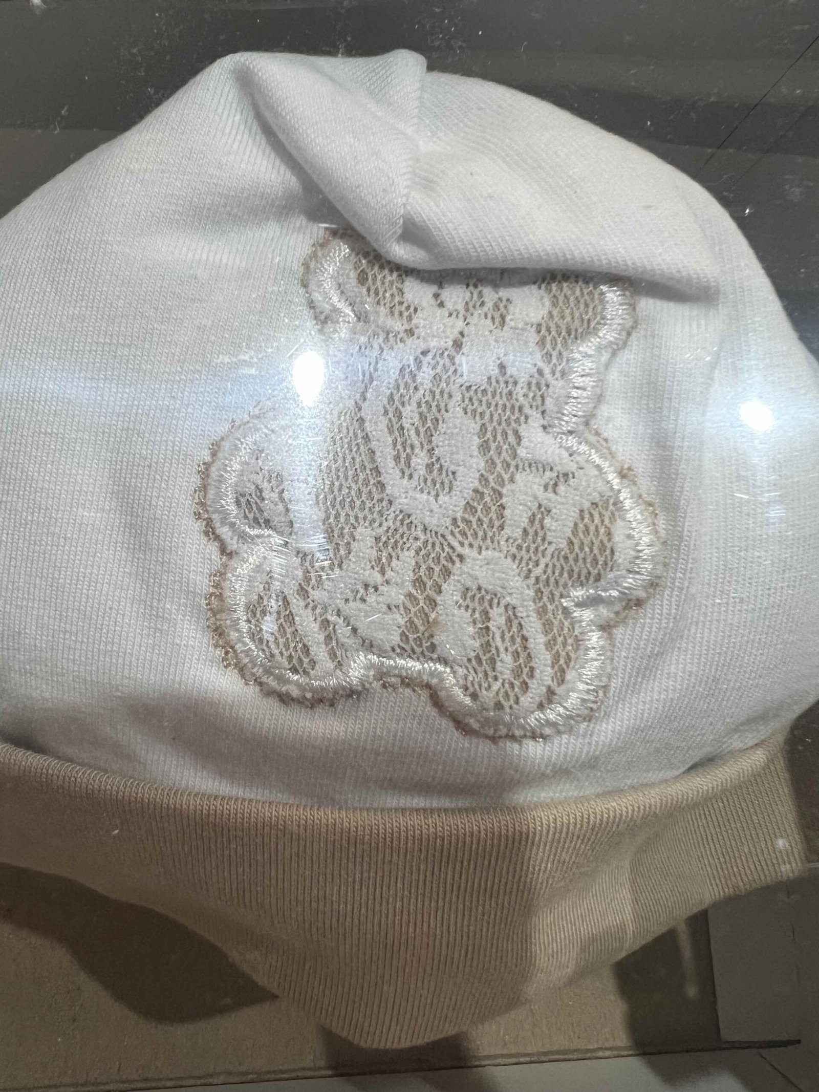 Tenerotti Baby Beanies- Beige Lace