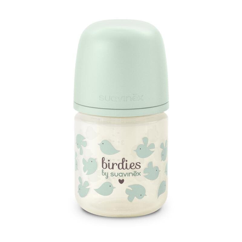 Suavinex Glass 120ml Green -Birdies