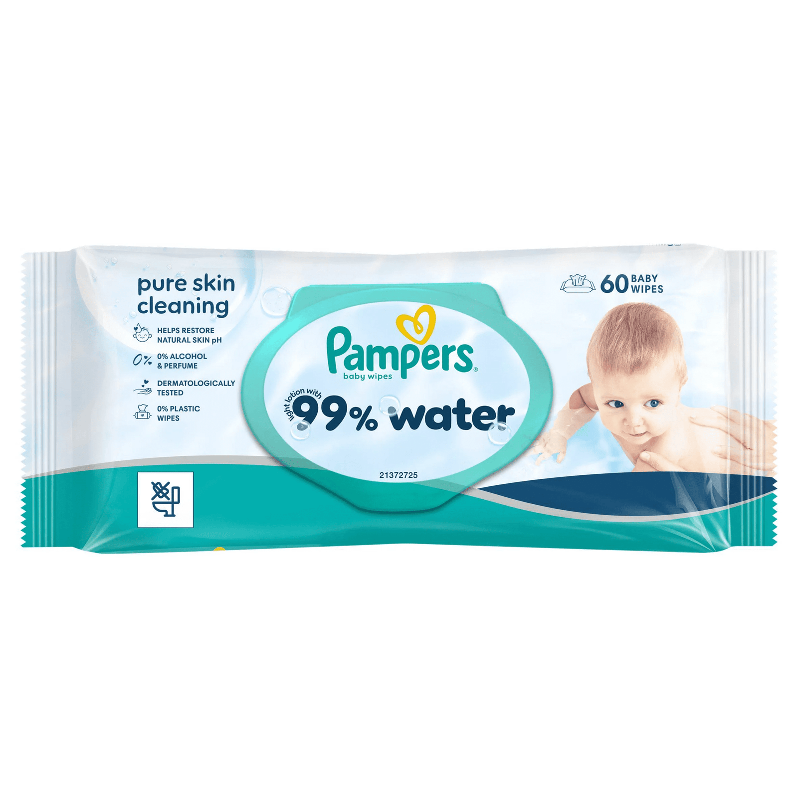 Pampers Wipes Aqua 99% – 60 pieces with lid