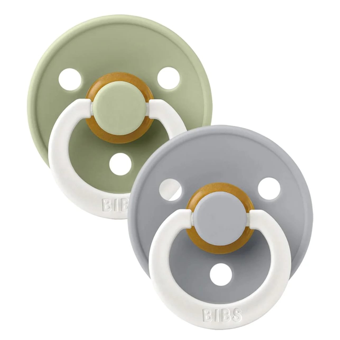 Bibs Colours Soother – Natural Rubber – 2 pack – Size 2 – Sage & Cloud Glow (night)