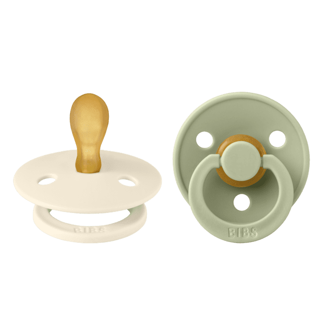 Bibs Colours Soother – Natural Rubber – 2 pack – Size 2 – Symmetrical – Ivory/Sage