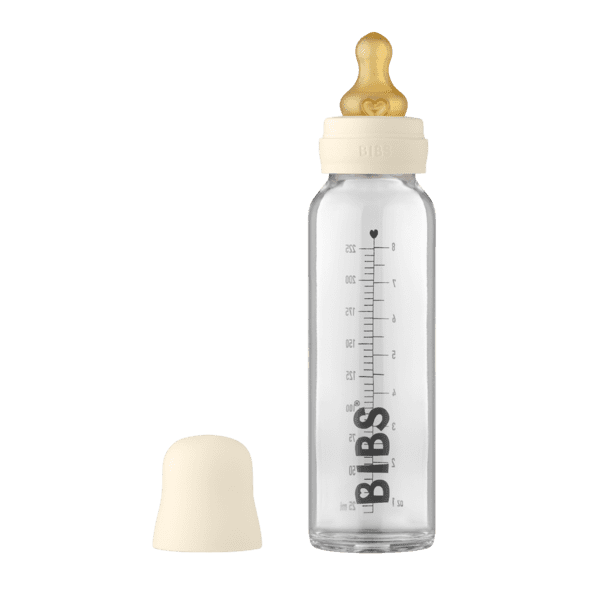 Bibs Baby Glass Bottle Round Latex 1 pk 240ml Medium Flow – Ivory