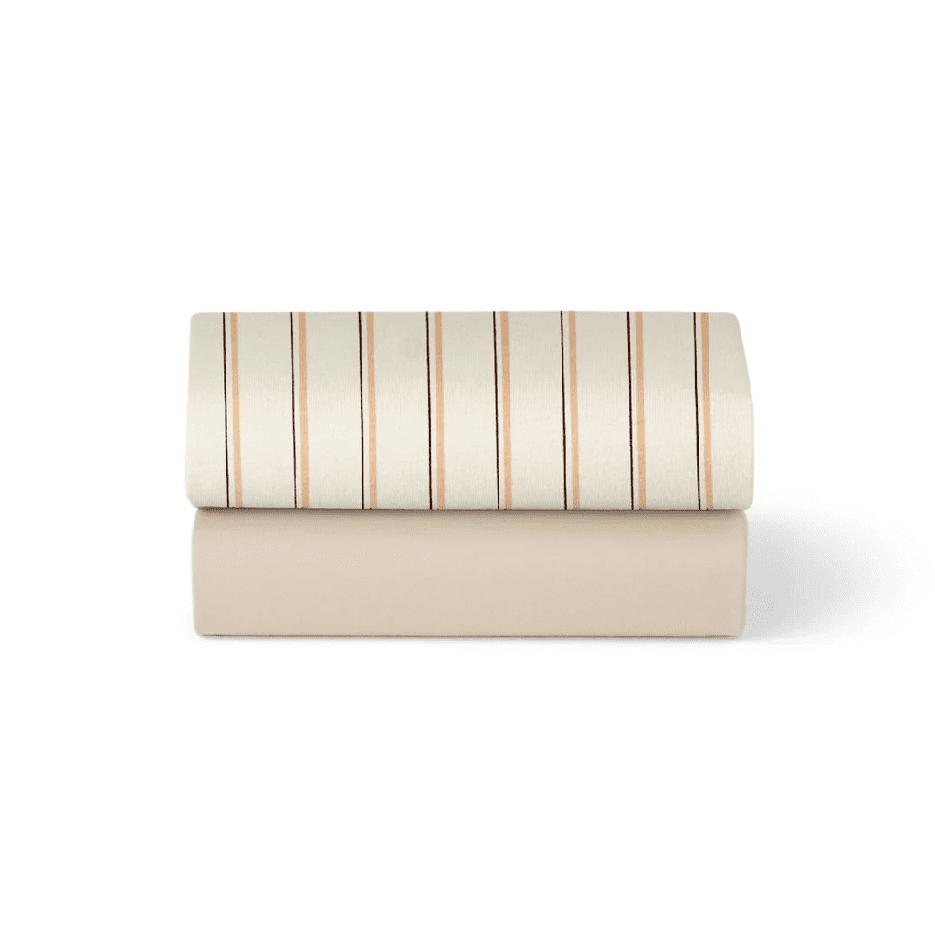Snuzpod Crib 2 Pack Fitted Sheets – Cashmere / Dash Stripe Blush 44X80