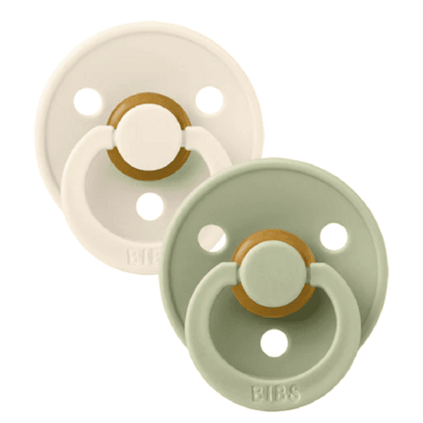 Bibs Colours Soother – Natural Rubber – 2 pack – Size 2 – Symmetrical – Ivory/Sage