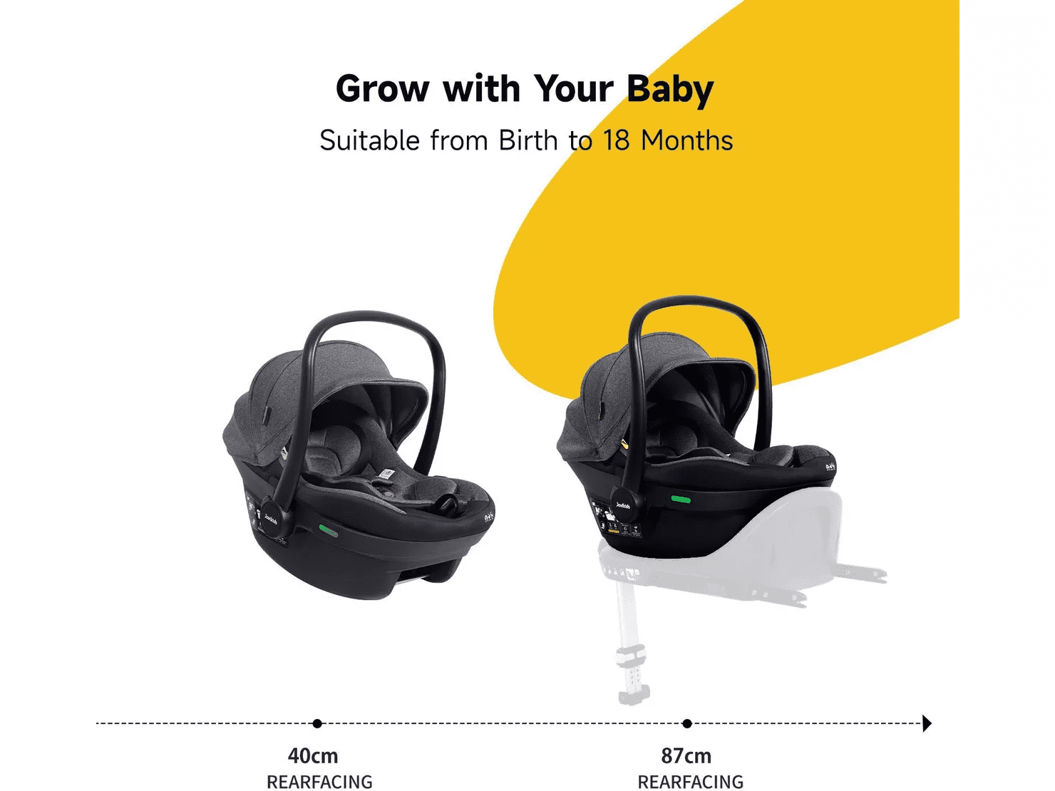 Jovikids Aria Lay Flat Infant Carseat inc. Isofix Base : Black