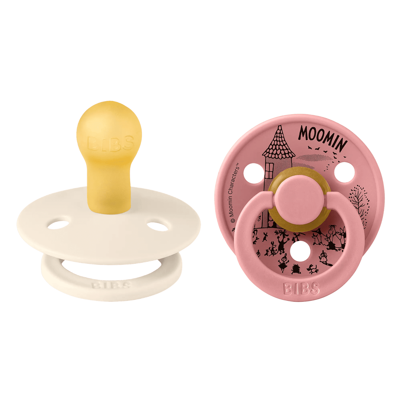 Bibs Colour Soother – Natural Rubber – 2pk – Size 1 : X Moomin Ivory/Dusty Pink